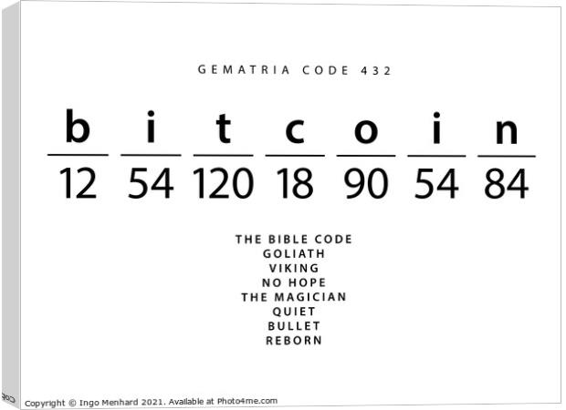 Bitcoin word code in the English Gematria Canvas Print by Ingo Menhard