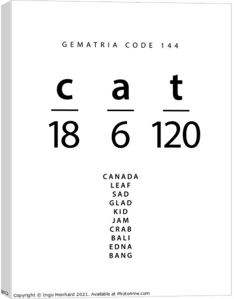 Cat word code in the English Gematria Canvas Print by Ingo Menhard