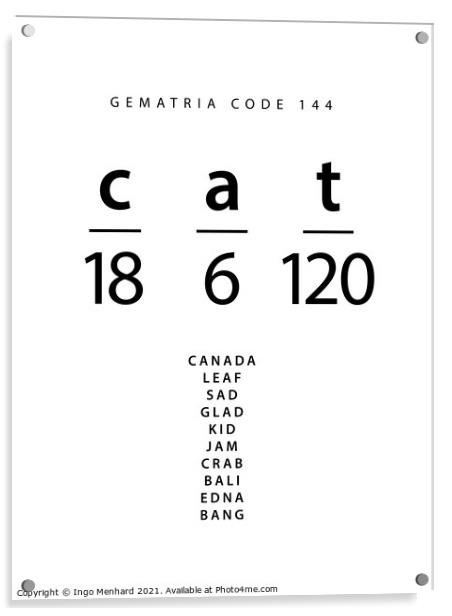 Cat word code in the English Gematria Acrylic by Ingo Menhard