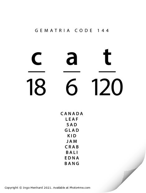Cat word code in the English Gematria Print by Ingo Menhard