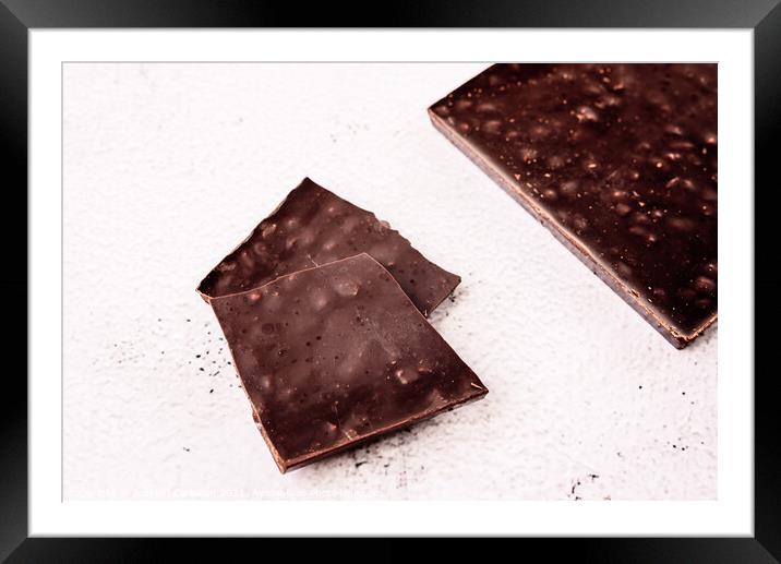 Tablet of delicious and nutritious black cocoa, rich in magnesiu Framed Mounted Print by Joaquin Corbalan