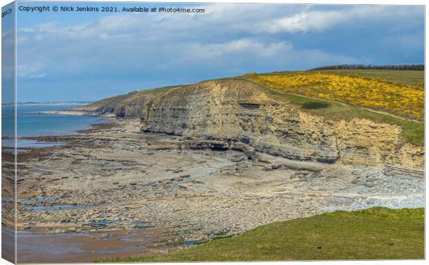 Looking down on Dunraven Bay Southerndown Canvas Print by Nick Jenkins