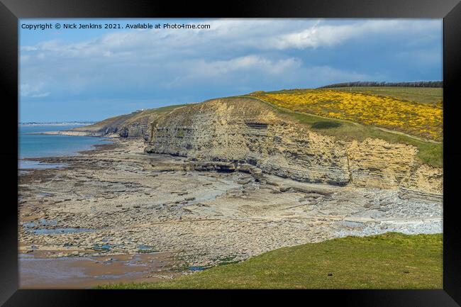 Looking down on Dunraven Bay Southerndown Framed Print by Nick Jenkins