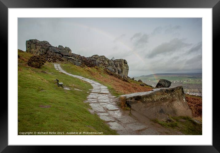 Rock face on Ilkley Moor Framed Mounted Print by Richard Perks