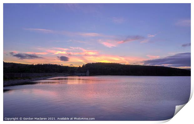 Sunset over Pontsticill Reservoir, Brecon Beacons Print by Gordon Maclaren