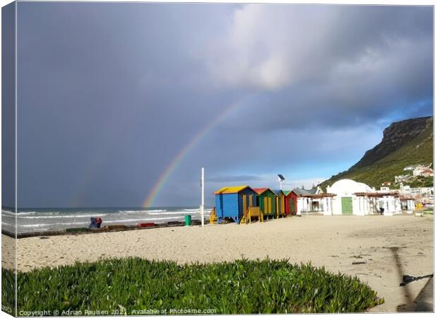 Rainbow over Muizenberg  Beach Canvas Print by Adrian Paulsen