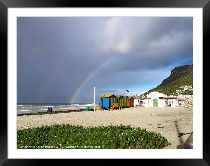 Rainbow over Muizenberg  Beach Framed Mounted Print by Adrian Paulsen