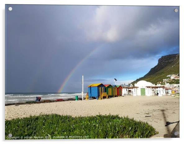Rainbow over Muizenberg  Beach Acrylic by Adrian Paulsen