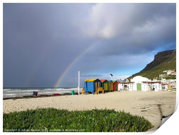 Rainbow over Muizenberg  Beach Print by Adrian Paulsen