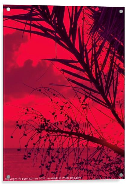 Romantic Red Sunset Paradise Acrylic by Beryl Curran