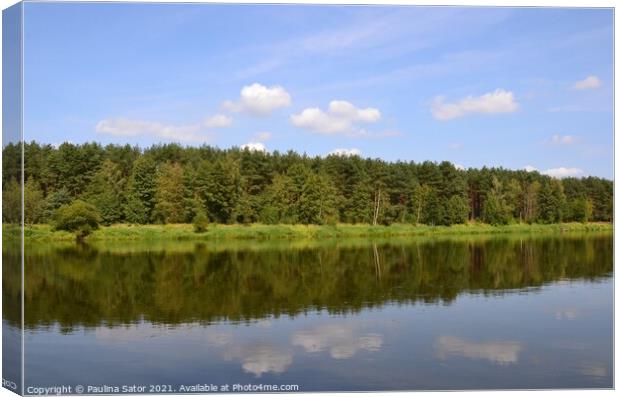 Peaceful Narew river. Poland Canvas Print by Paulina Sator