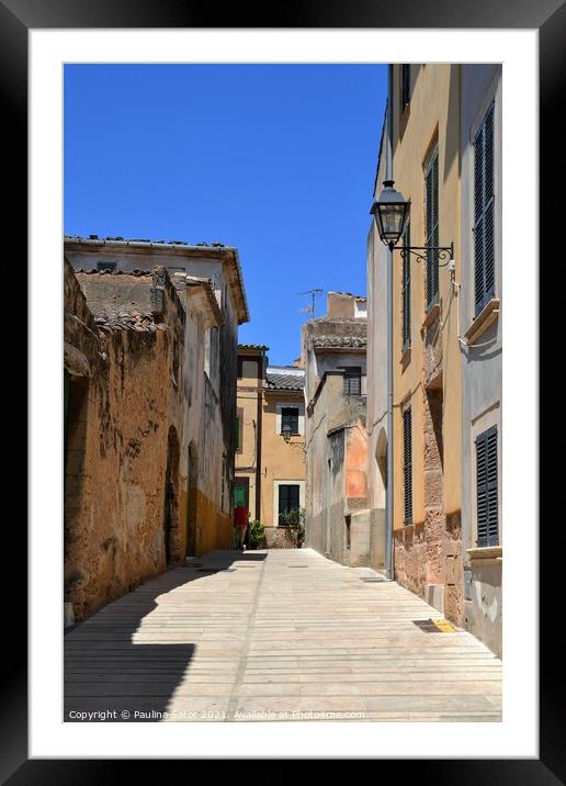 Alcudia Old Town medieval street. Majorca Framed Mounted Print by Paulina Sator
