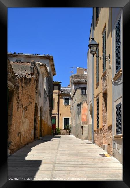 Alcudia Old Town medieval street. Majorca Framed Print by Paulina Sator