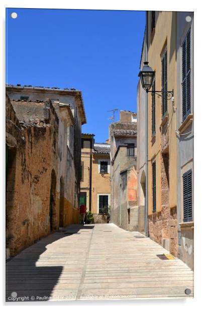 Alcudia Old Town medieval street. Majorca Acrylic by Paulina Sator