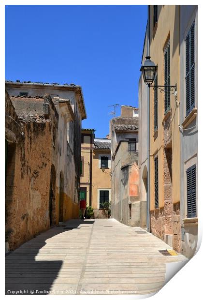 Alcudia Old Town medieval street. Majorca Print by Paulina Sator
