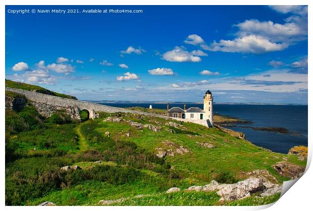 Low Light lighthouse Isle of May Print by Navin Mistry