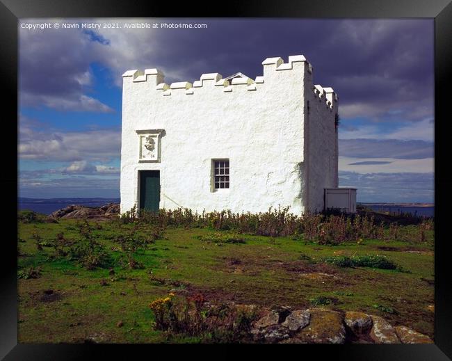 The preserved coal-fired beacon Isle of May, Scotland Framed Print by Navin Mistry