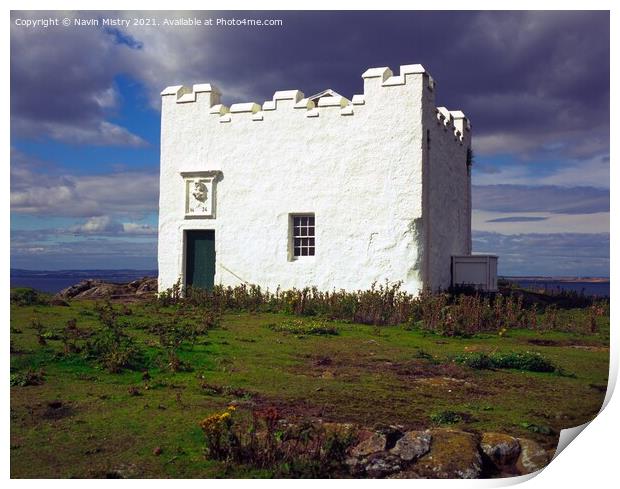 The preserved coal-fired beacon Isle of May, Scotland Print by Navin Mistry