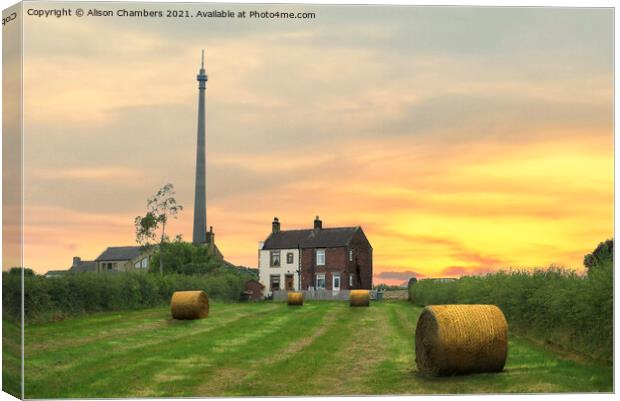  Sunset in Emley Canvas Print by Alison Chambers