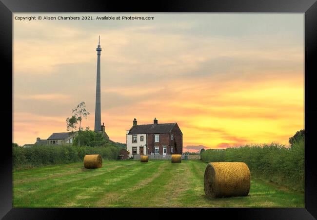  Sunset in Emley Framed Print by Alison Chambers