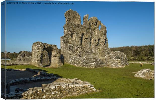 Remains of Ogmore Castle at Ogmore Village Vale of Glamorgan Canvas Print by Nick Jenkins