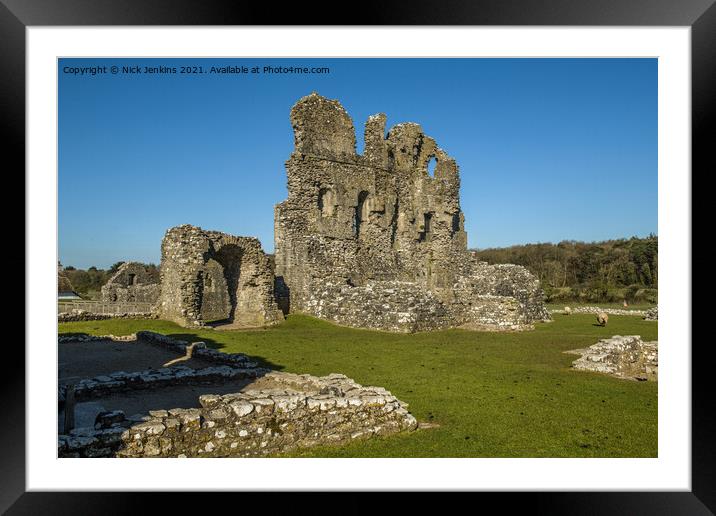 Remains of Ogmore Castle at Ogmore Village Vale of Glamorgan Framed Mounted Print by Nick Jenkins