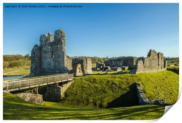 Remains of Ogmore Castle Ogmore by Sea south Wales Print by Nick Jenkins