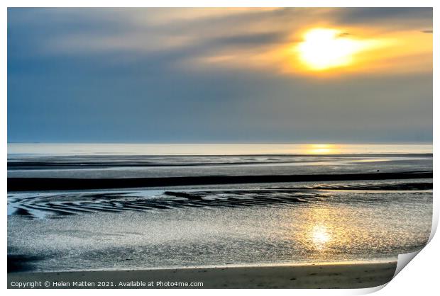 LLandudno Sunset grey tones on the beach  Print by Helkoryo Photography