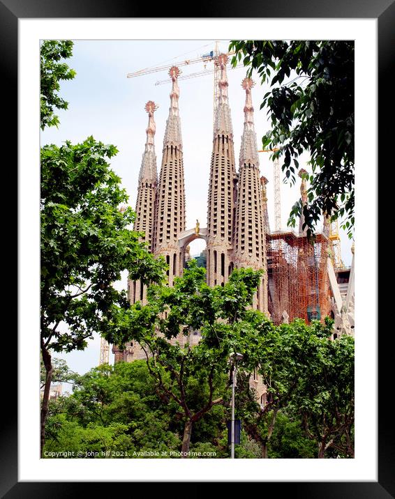 Sagrada Família at Barcelona in Spain. Framed Mounted Print by john hill