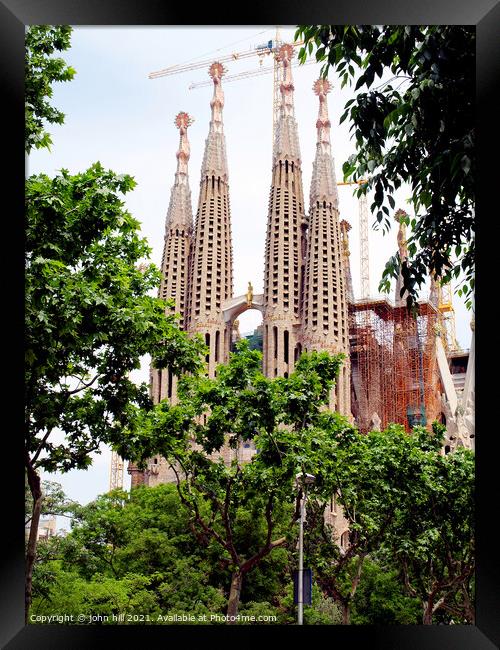Sagrada Família at Barcelona in Spain. Framed Print by john hill