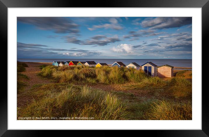 Southwold Beach Huts at Sunset Framed Mounted Print by Paul Smith