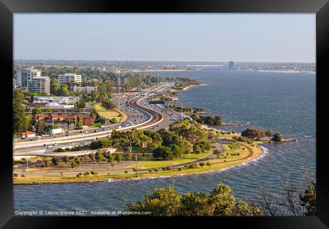 View from Kings Park - Perth Framed Print by Laszlo Konya