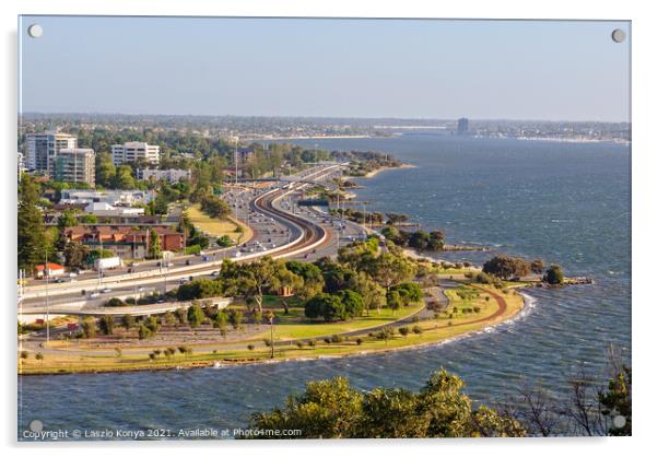 View from Kings Park - Perth Acrylic by Laszlo Konya