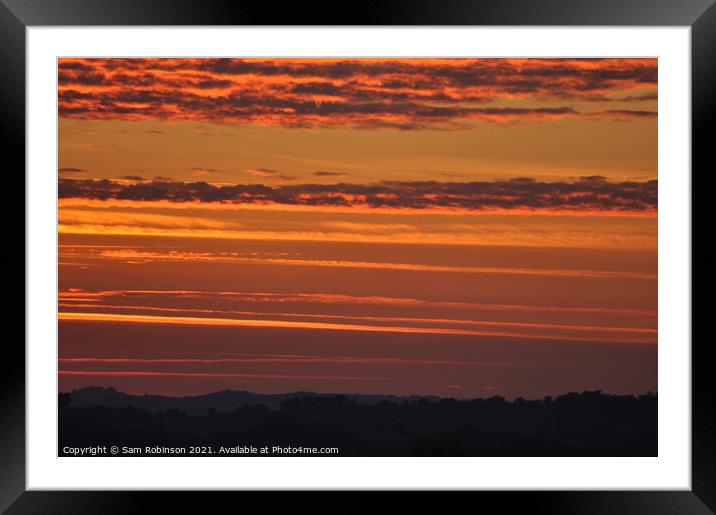 Orange Striped Sunset Framed Mounted Print by Sam Robinson