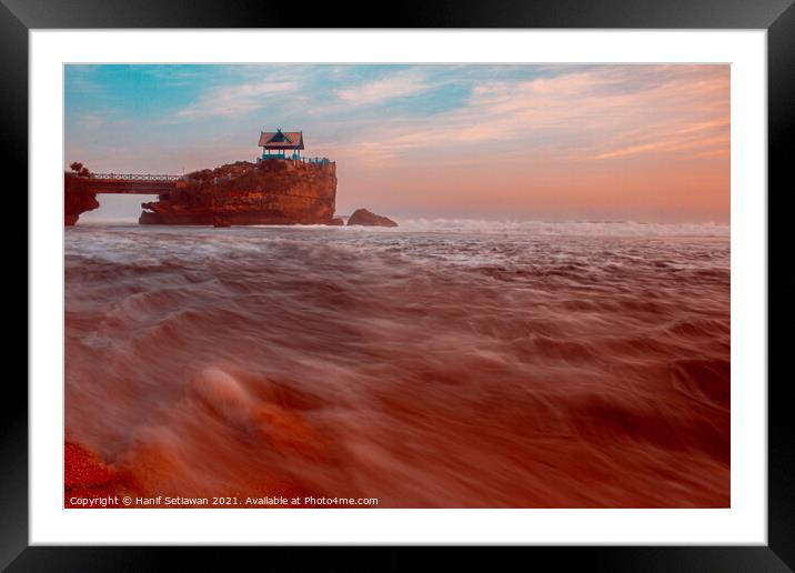 A foot bridge to small rock island & running water Framed Mounted Print by Hanif Setiawan