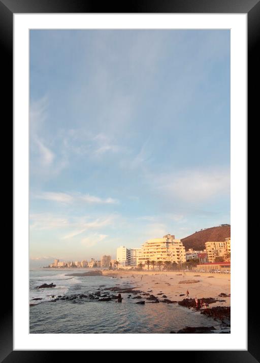 Sea Point at sunset, Cape Town, South Africa Framed Mounted Print by Neil Overy