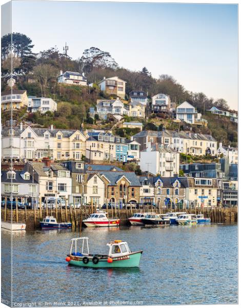 Early crossing at Looe Harbour, Cornwall Canvas Print by Jim Monk