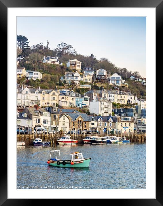 Early crossing at Looe Harbour, Cornwall Framed Mounted Print by Jim Monk