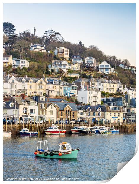 Early crossing at Looe Harbour, Cornwall Print by Jim Monk
