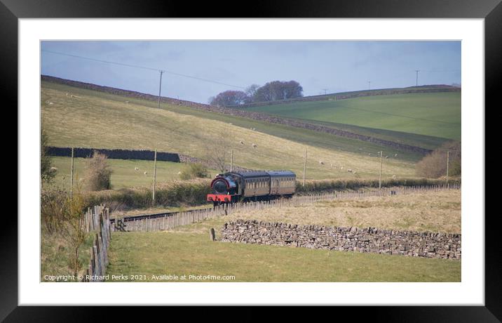 Steaming though the Yorkshire Dales Framed Mounted Print by Richard Perks
