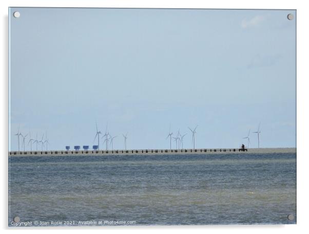 World War II forts/wind turbines in Thames Estuary Acrylic by Joan Rosie