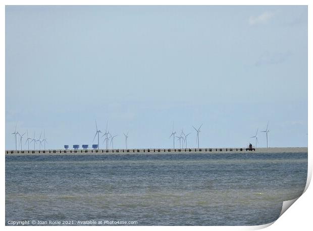World War II forts/wind turbines in Thames Estuary Print by Joan Rosie