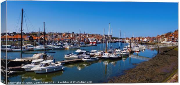 Serene Whitby Harbour Canvas Print by Janet Carmichael