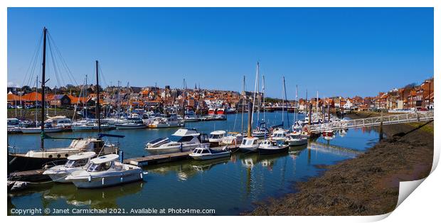 Serene Whitby Harbour Print by Janet Carmichael