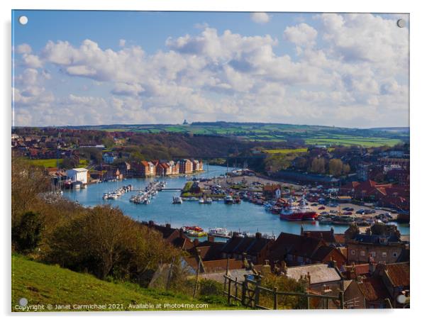 Overlooking Whitby Marina Acrylic by Janet Carmichael