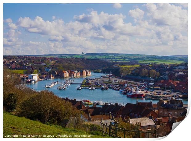 Overlooking Whitby Marina Print by Janet Carmichael