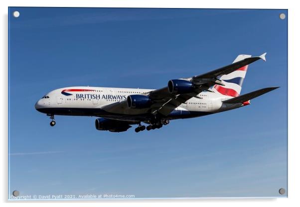 British Airways Airbus A380-841       Acrylic by David Pyatt