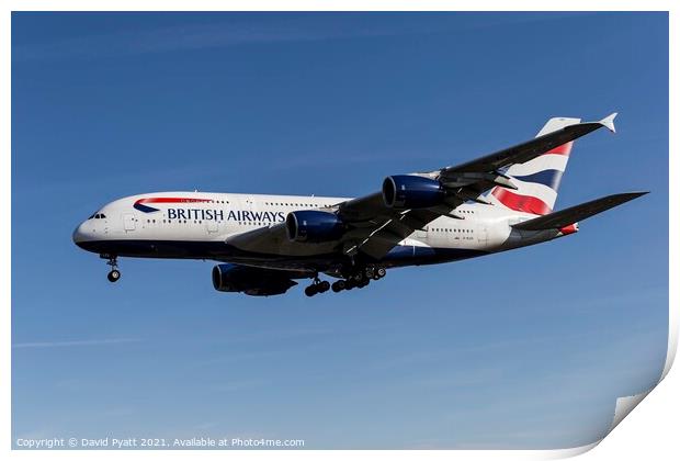 British Airways Airbus A380-841       Print by David Pyatt