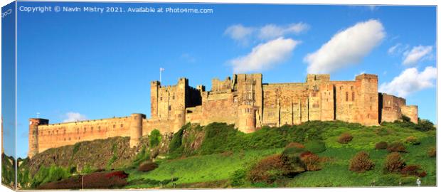 Bamburgh Castle Panoramic  Canvas Print by Navin Mistry