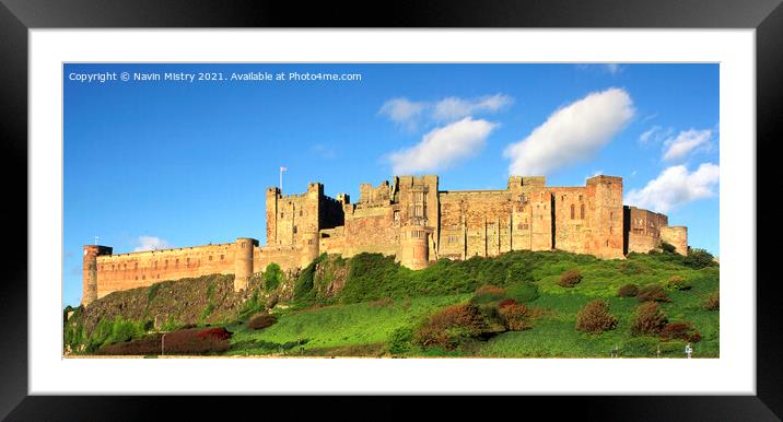Bamburgh Castle Panoramic  Framed Mounted Print by Navin Mistry